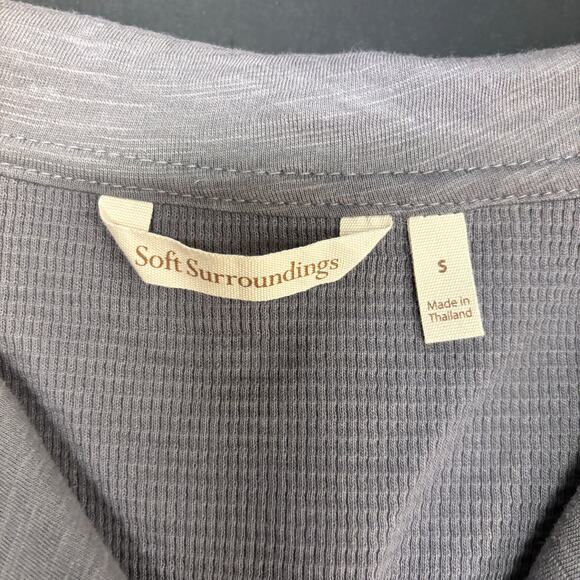 Soft Surroundings waffle tunic S waffle knit henley pockets slate gray - Picture 8 of 8